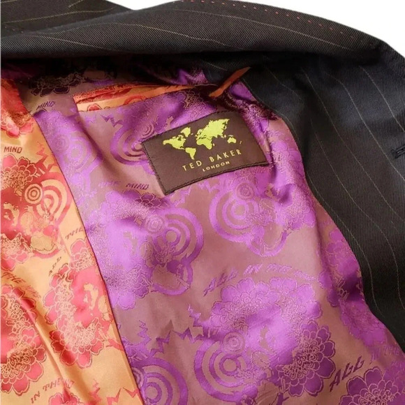 Ted Baker Brown Velour Collar Italian Blazer 40R - Picture 3 of 5